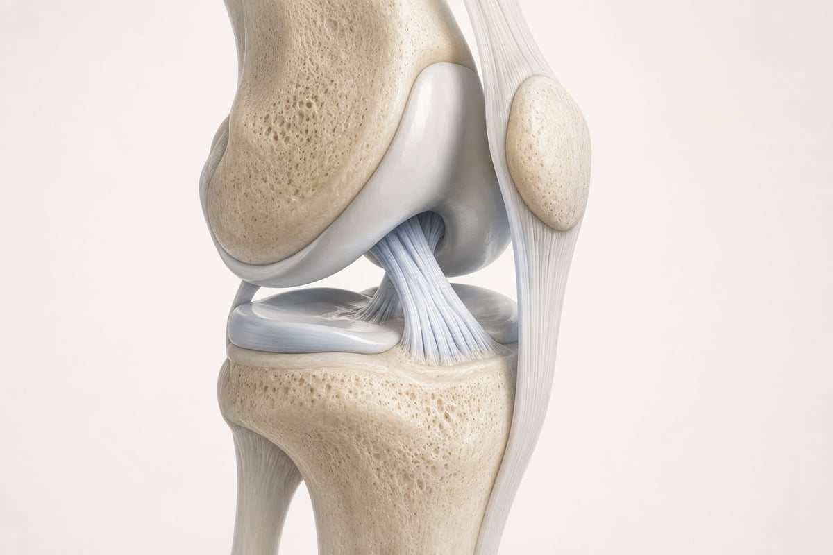 Rehabilitar — Anatomía de rodilla con estructuras ligamentarias conservadas.