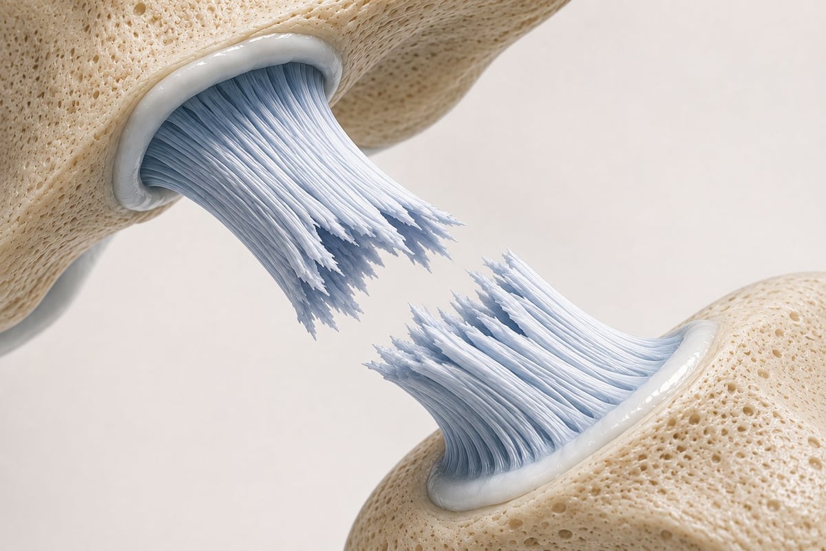 Ligamento en estado de Lesión completa: Ligamento completamente roto, con separación visible entre ambos extremos.
