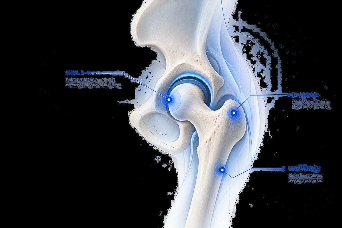 Zonas donde suele aparecer el dolor de cadera: ingle, lateral y posterior