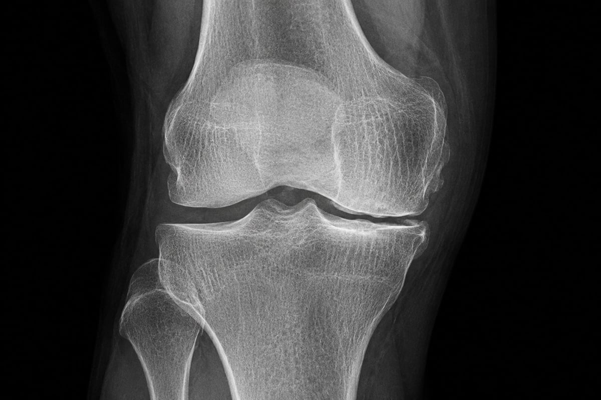 Radiografía de rodilla — vista frontal del espacio articular