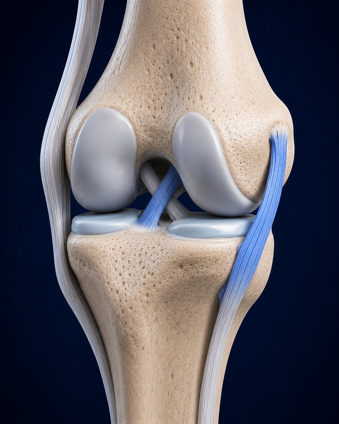 Anatomía de la rodilla destacando el ligamento Colateral lateral (LCL).